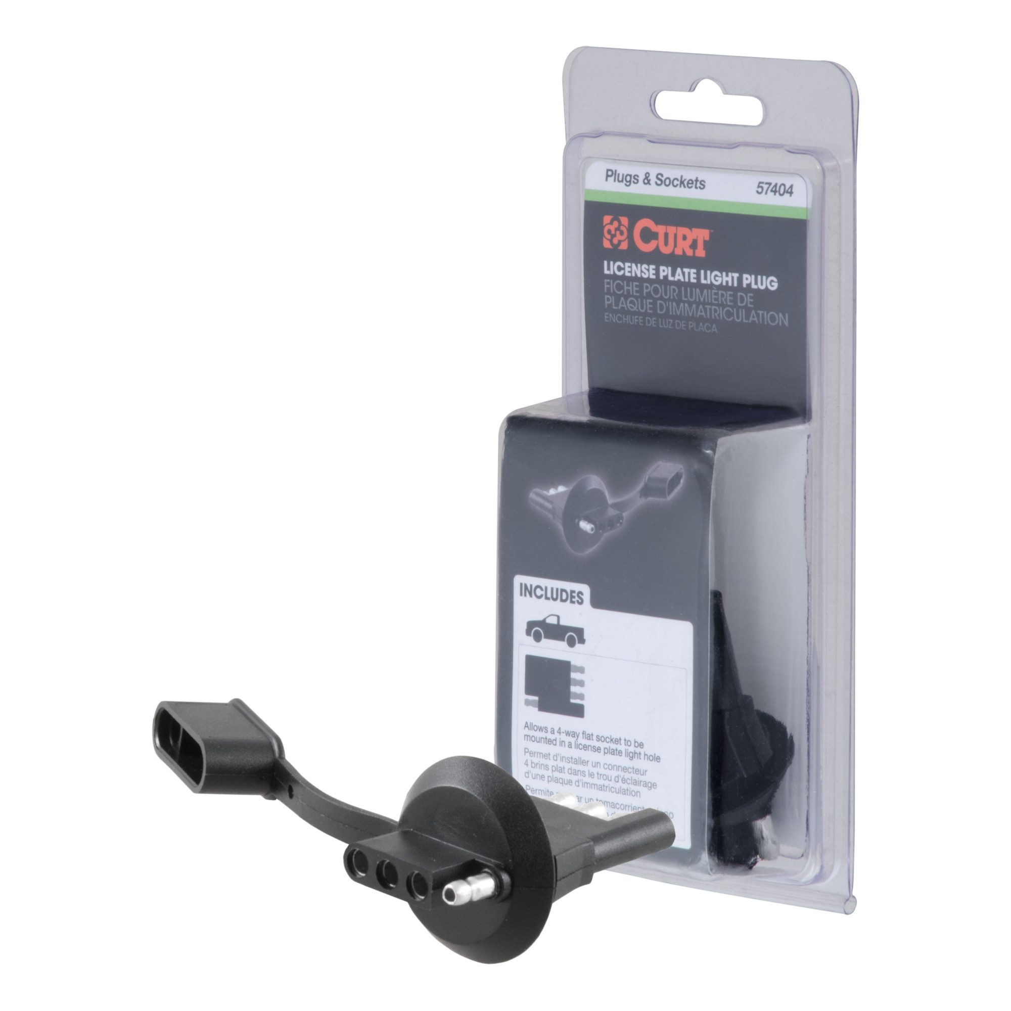 Curt Manufacturing 4-Way Flat Vehicle-Side Trailer Wiring Adapter — Fits 1-1/4in. License Plate Light Hole, Model# 57404